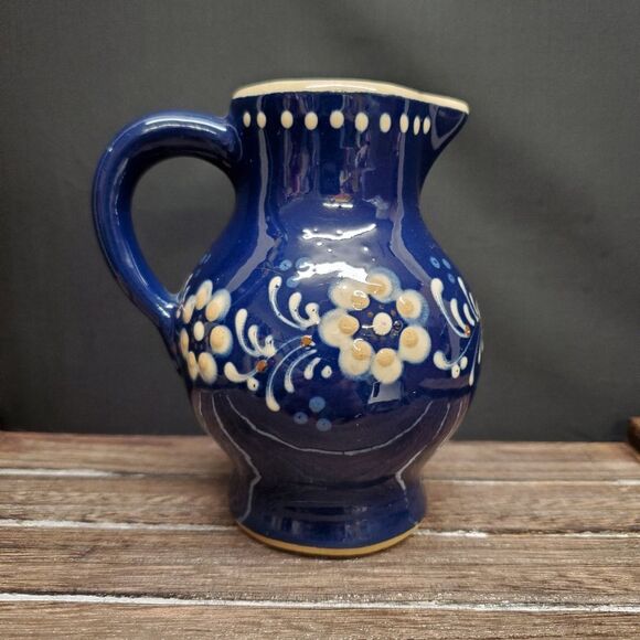 Vintage 1950-1960's Poland-Bunzlauer Style Ceramic Small Milk Cream Pitcher - Picture 2 of 10